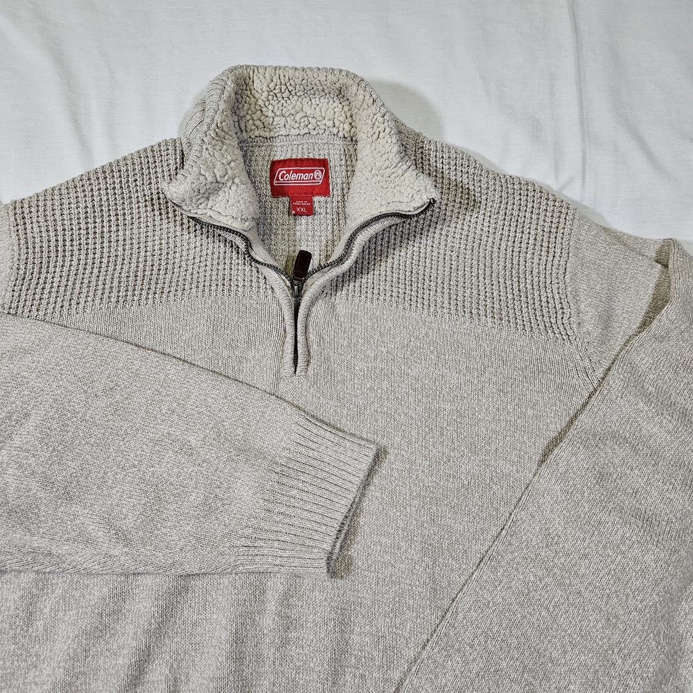 Coleman Men's Quarter Zip Pullover Sweater XXL Beige